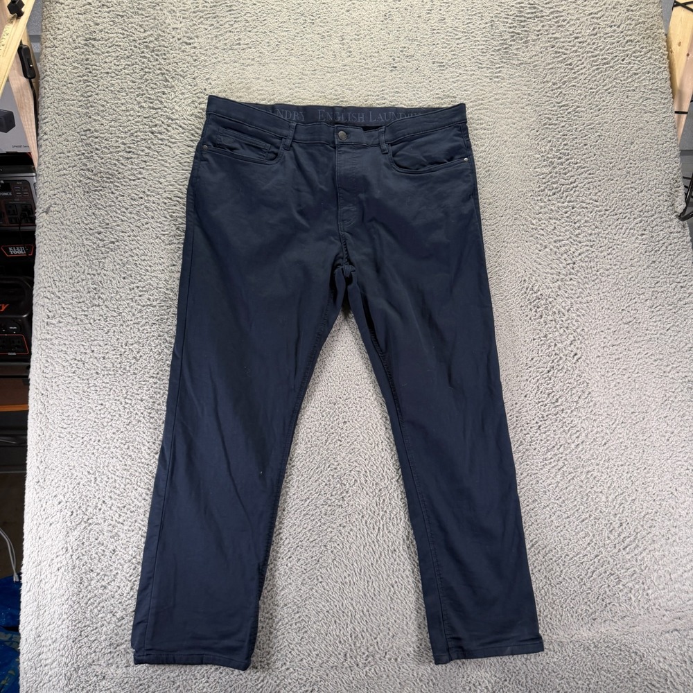 English Laundry Pant Mens 40x30 Blue Cotton Chino Straight Office Preppy Stretch
